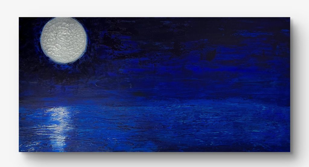 Monduntergang am Meer an der Wand